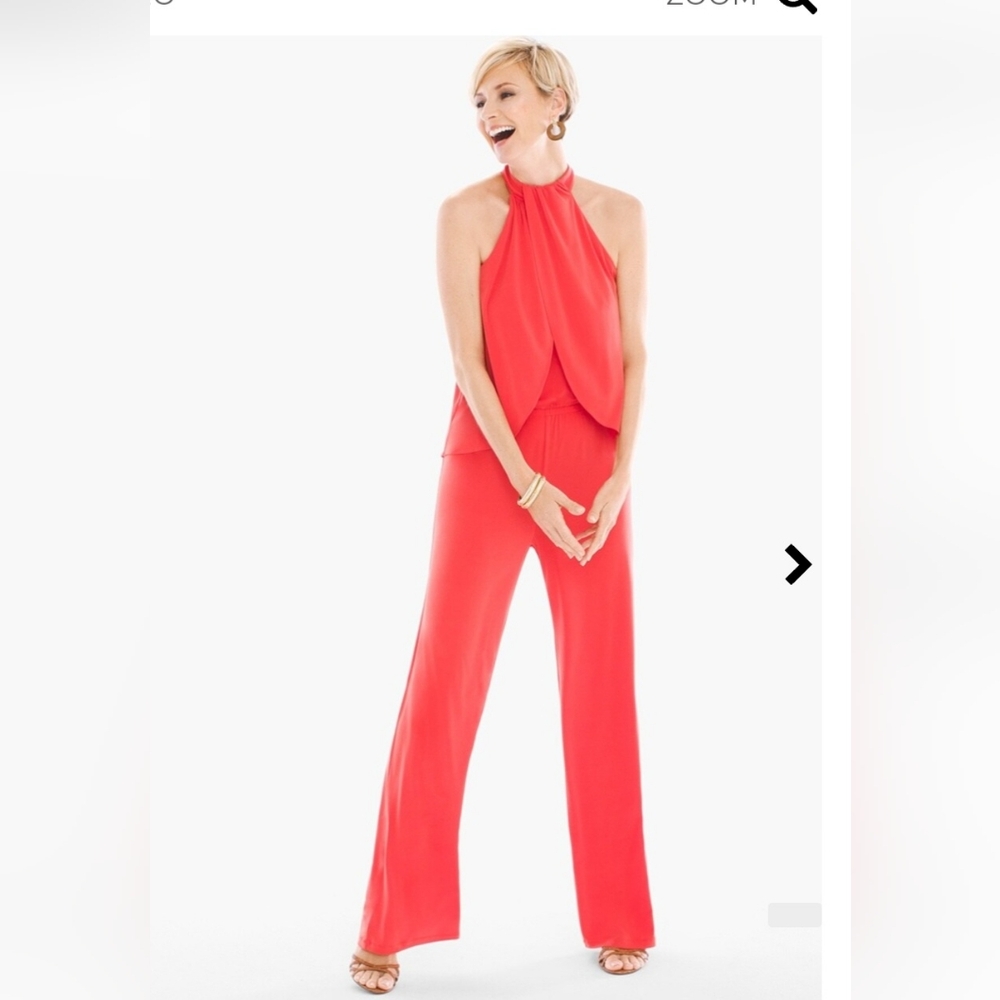 Chico's Size 3 Orange Stretch Halter Jumpsuit